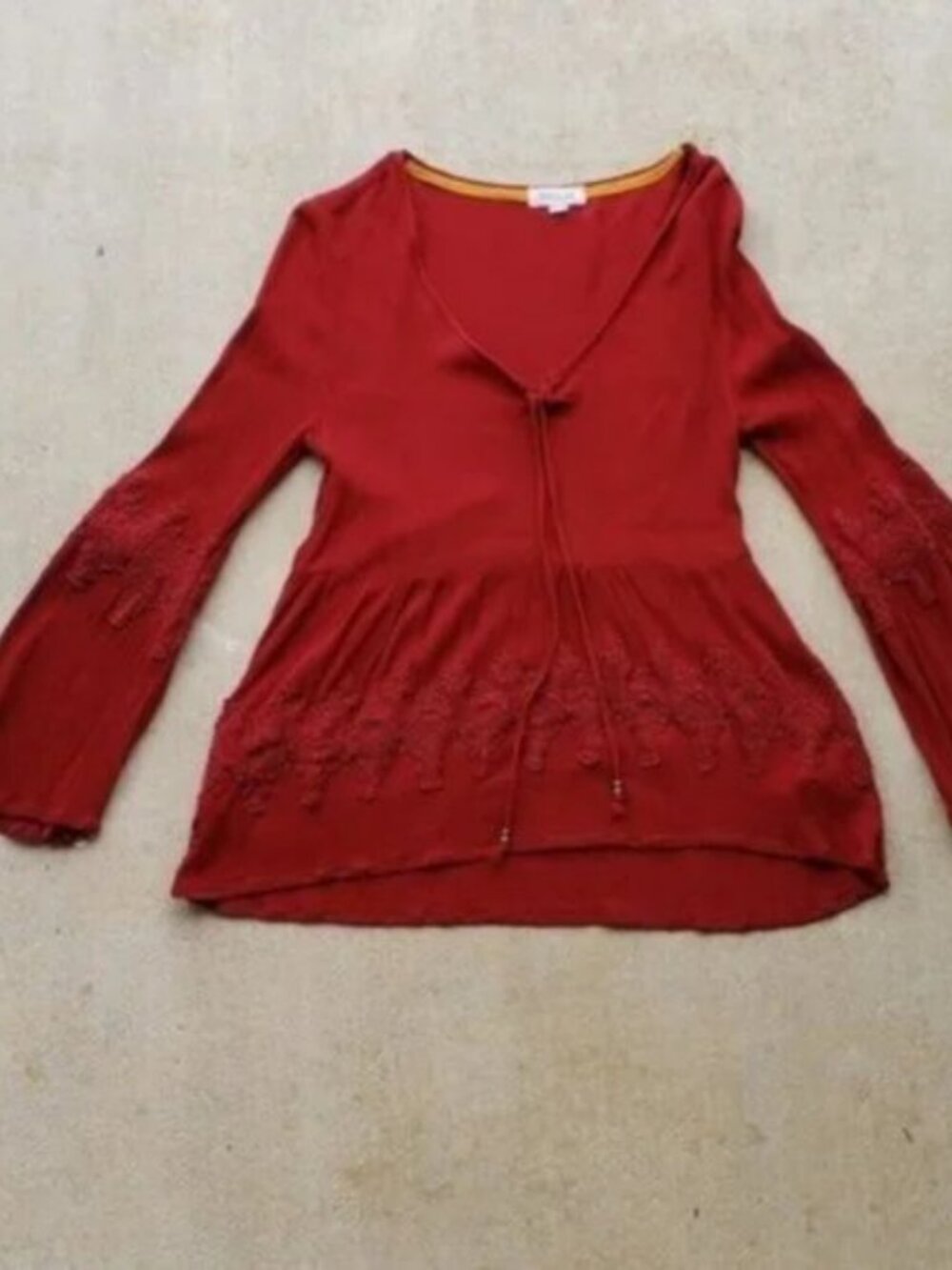 Taylor & Sage Crimson Rust Bell Sleeve Top.